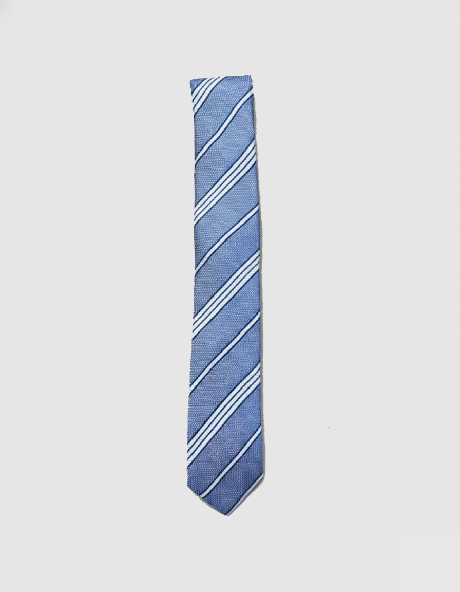 SPT987 Blue Striped Silk Necktie