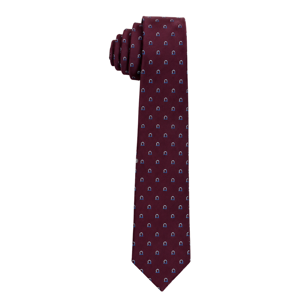 SPT997 Boys Burgundy Tie with Light Blue Mini Motif