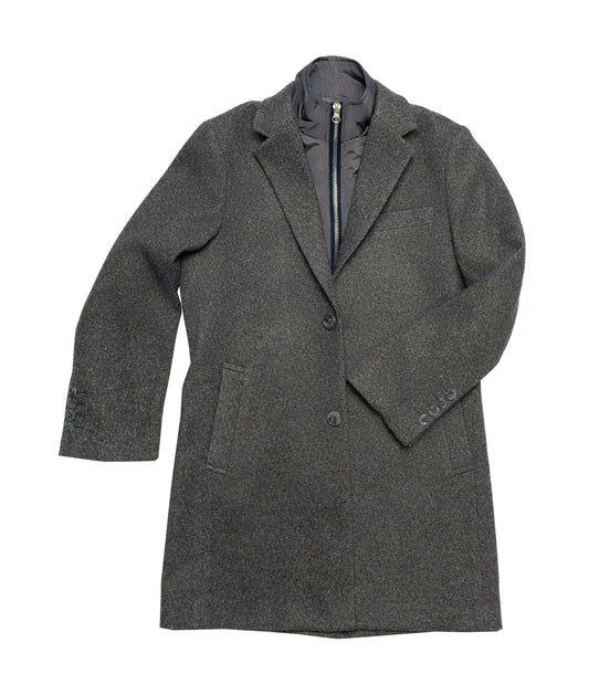 CT1031- Gray Tweed Coat with Removable Vest Insert