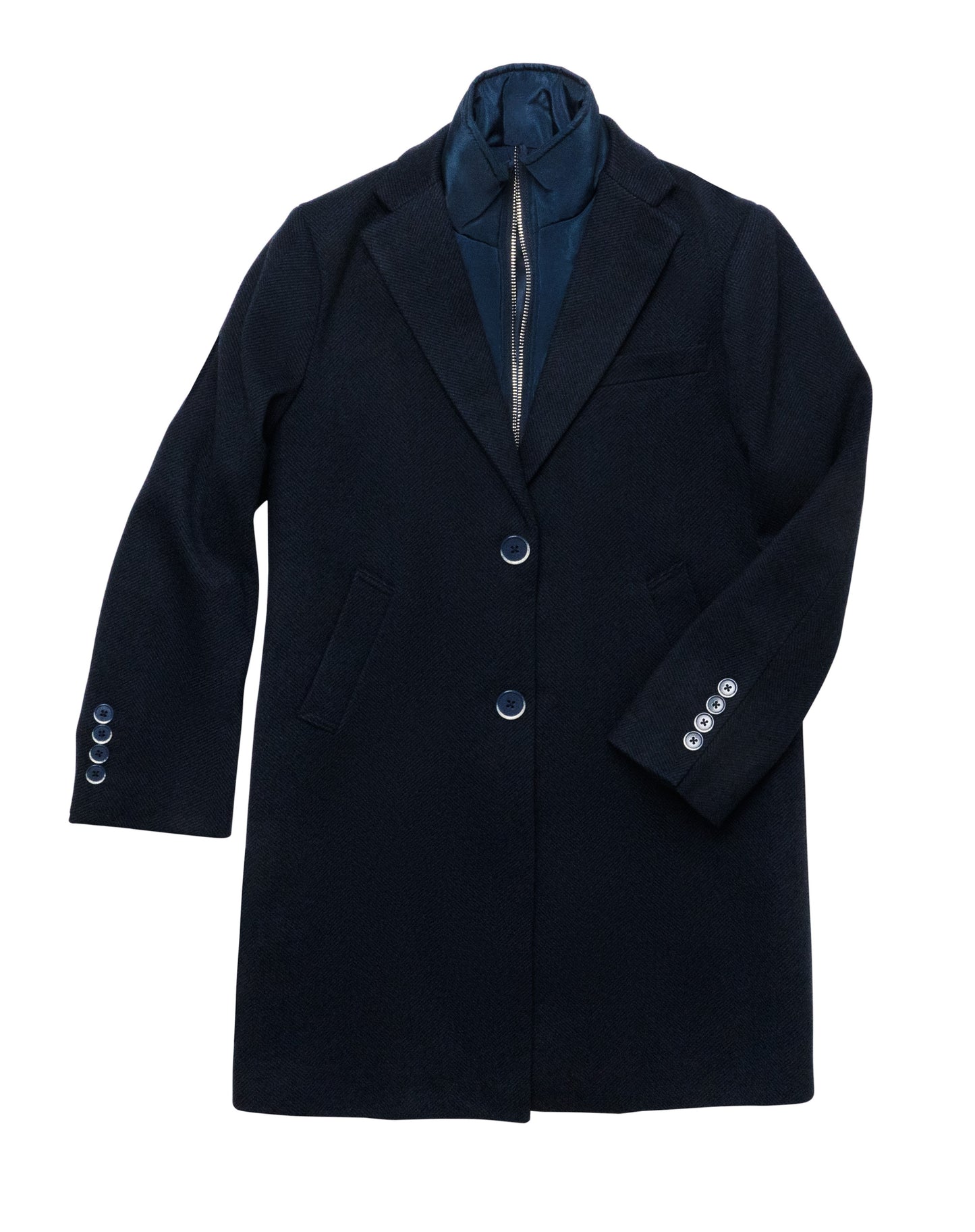 CT1031- Navy Tweed Coat with Removable Vest Insert