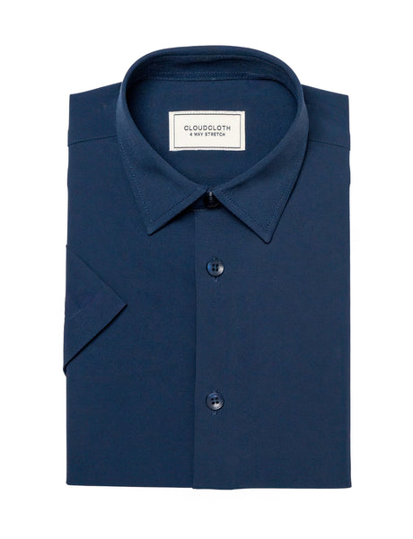 SH9801 Navy- 4 Way Stretch Solid Shirt. Available in 17 Colors!