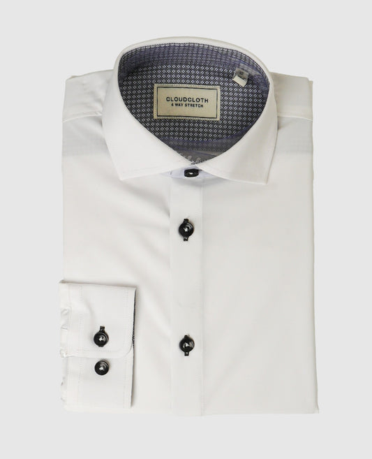 SH9801C- 4 Way Stretch Shirt w/ Contrast - Available in Black, Navy, Brown, Green, Tan
