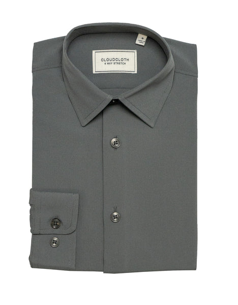 SH9801 Charcoal- 4 Way Stretch Solid Shirt. Available in 17 Colors!