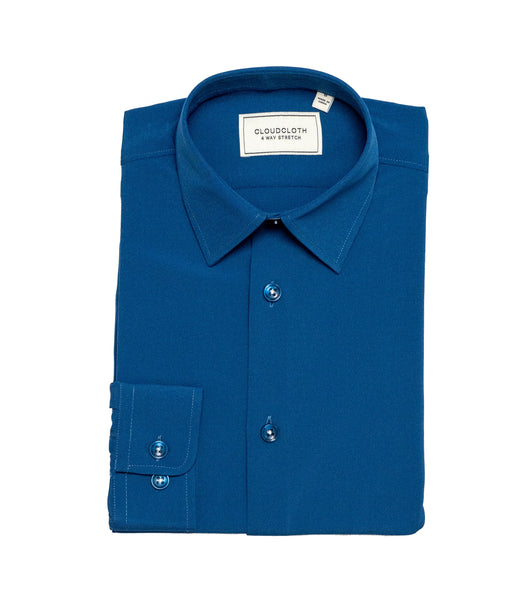 SH9801 French Blue- 4 Way Stretch Solid Shirt. Available in 17 Colors!