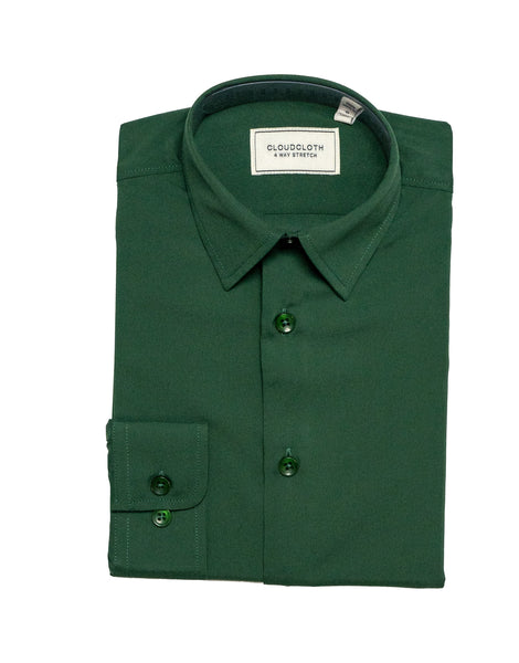 SH9801 Hunter Green- 4 Way Stretch Solid Shirt. Available in 17 Colors!