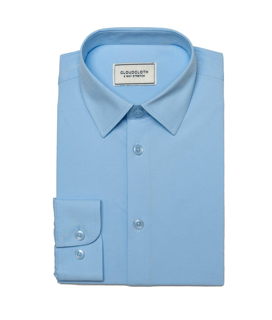SH9801 Light Blue- 4 Way Stretch Solid Shirt. Available in 17 Colors!