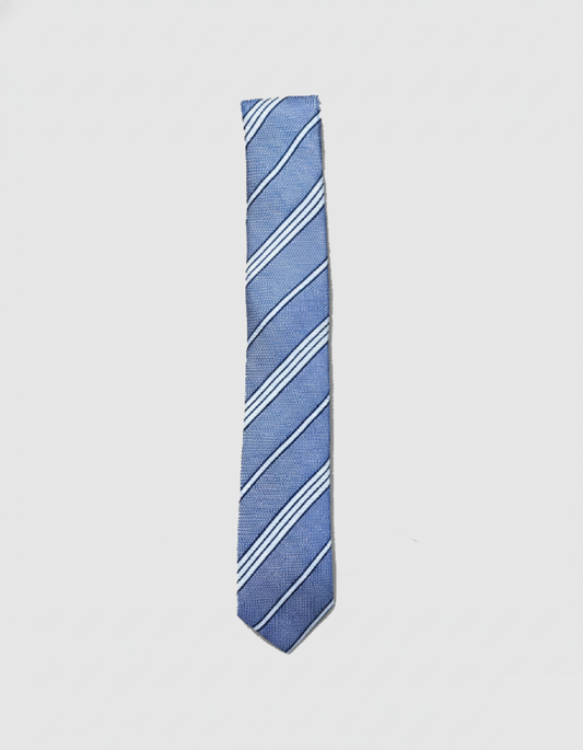 SPT987 Blue Striped Silk Necktie