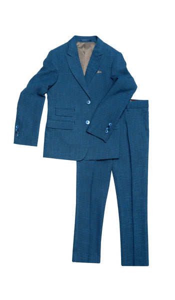 ST2708 BLUE TEXTURED SUIT- Available in Husky Sizes