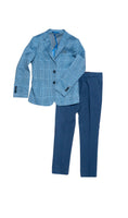 ST2709 BLUE CONTRAST PLAID SUIT- Available in Husky Sizes