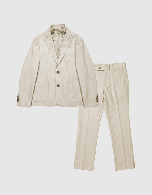 ST2718 - Boy's Tan 2 Piece Suit w/ Vest Insert