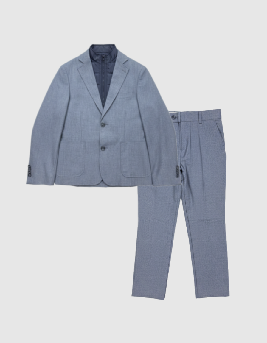 ST2718 - Boy's Grey 2 Piece Suit w/ Vest Insert
